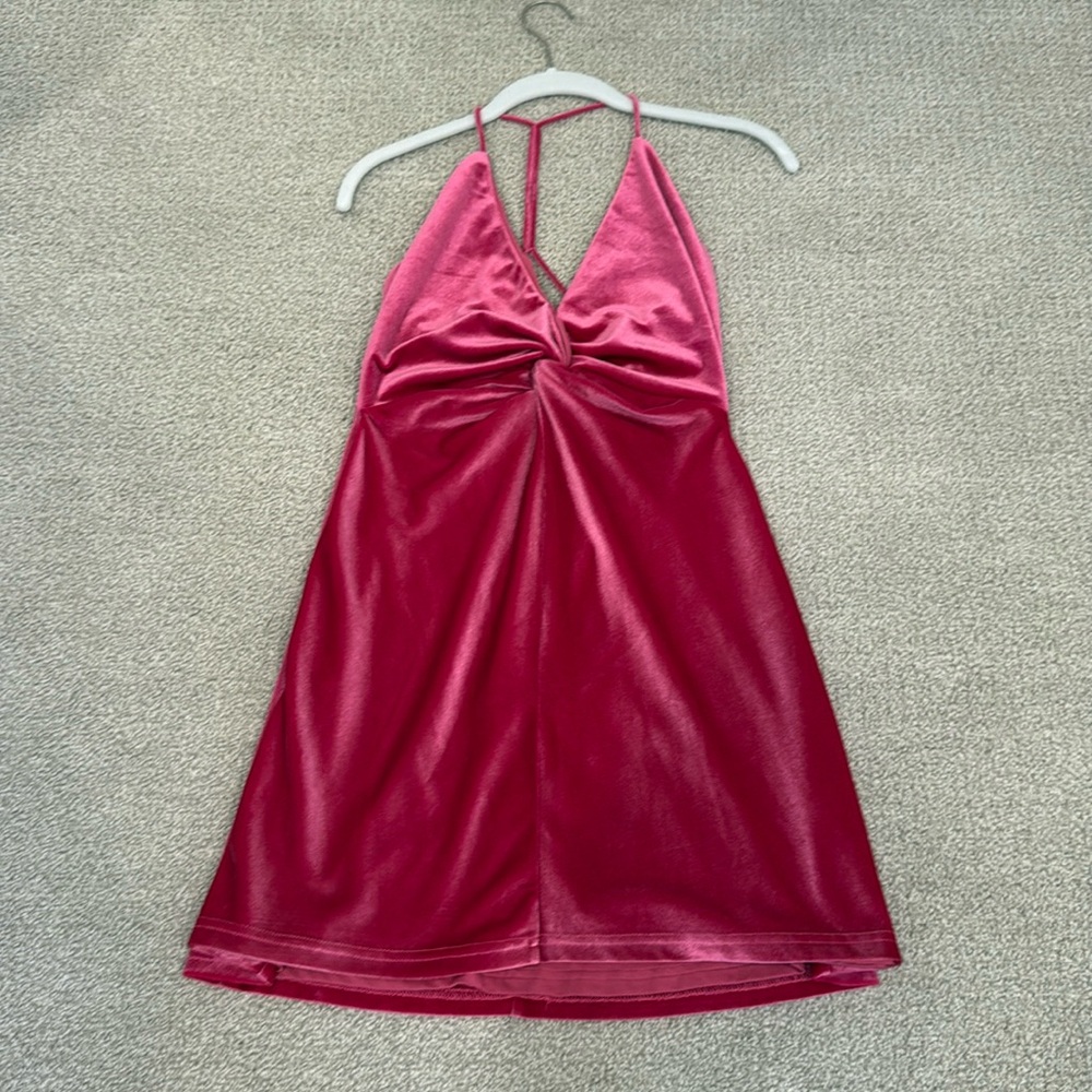 Pink velvet party dress